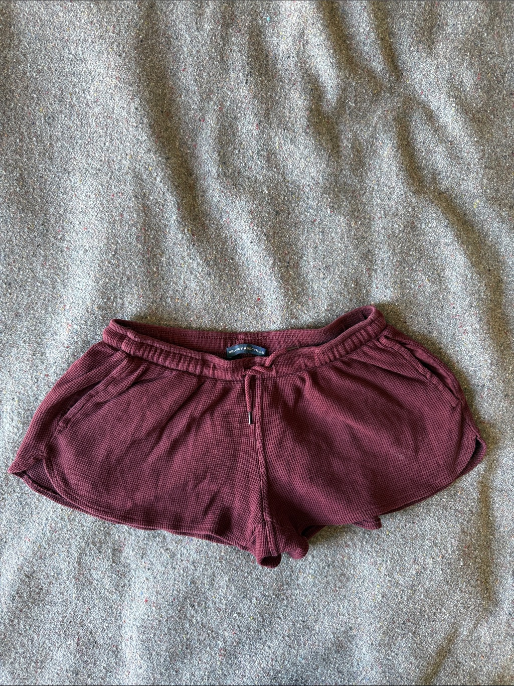 Brandy Melville Burgundy Waffle Knit Summer Thermal Shorts (Size Xs/S)